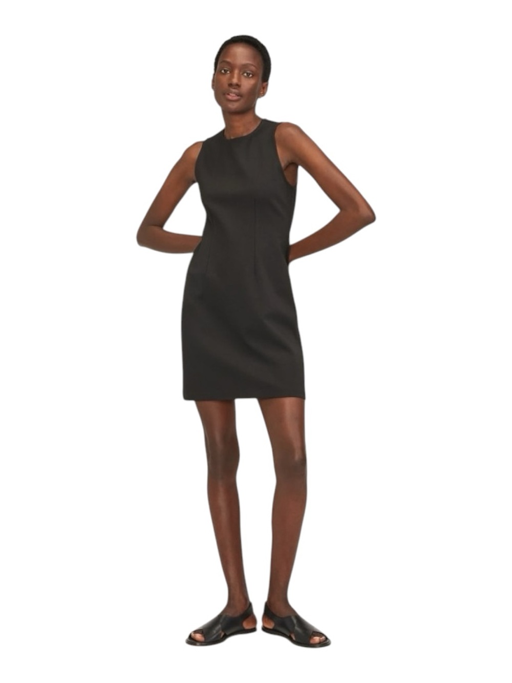Everlane Dream 90s Organic Cotton Black Sleeveless Mini Shift Dress